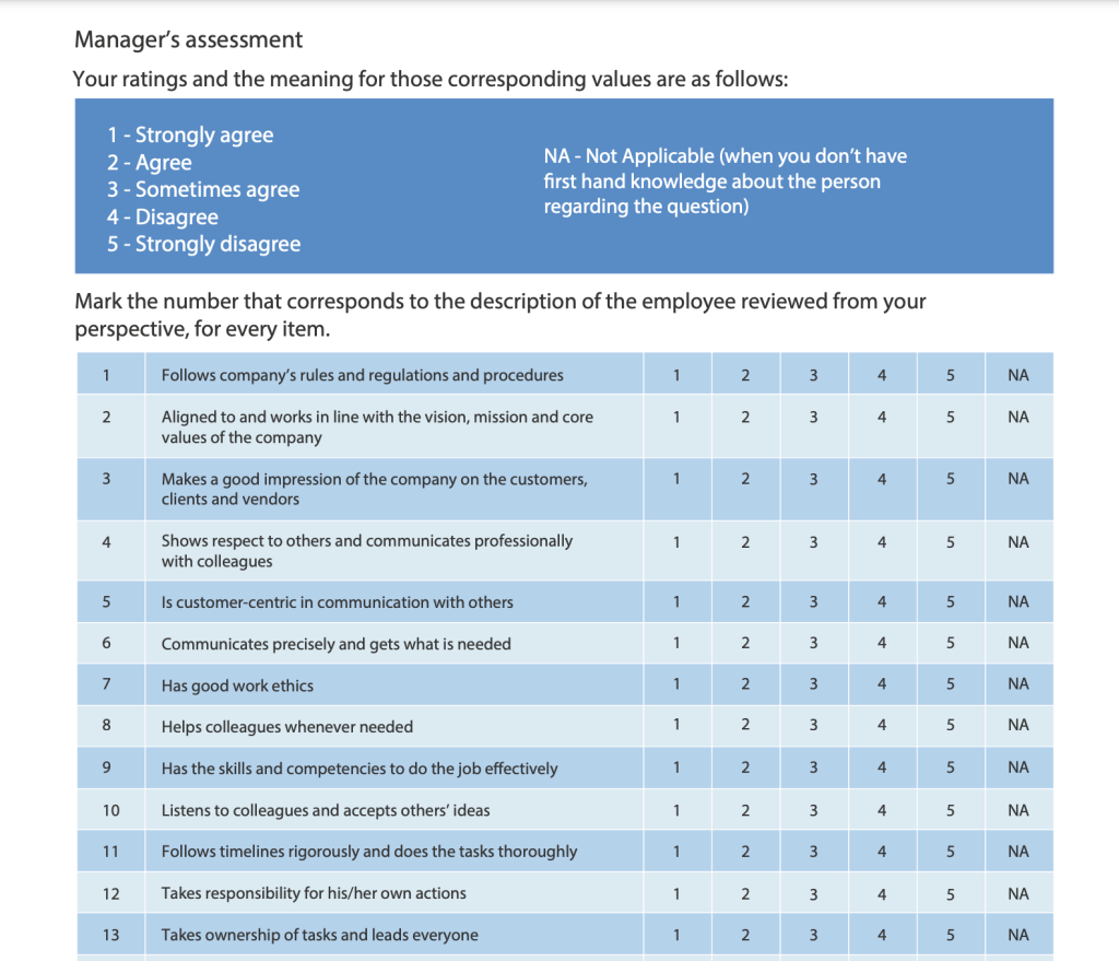 performance appraisal form